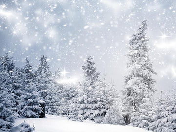 White Snowfield Winter Christmas Forest Grand Fir Snow Backdrop IBD-24166 - iBACKDROP-chr, chri, chris, christ, christm, Christmas Backdrops, Christmas Background, christmas tree, forest, New Arrivals, photography backdrops, white, win, wint, winte